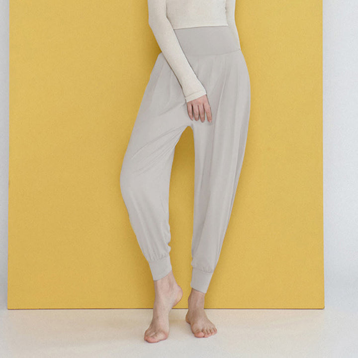 Pantalon de jogging ample plissé à taille ultra haute Olivenorma pour femme, style harem, idéal pour le yoga. - image 2