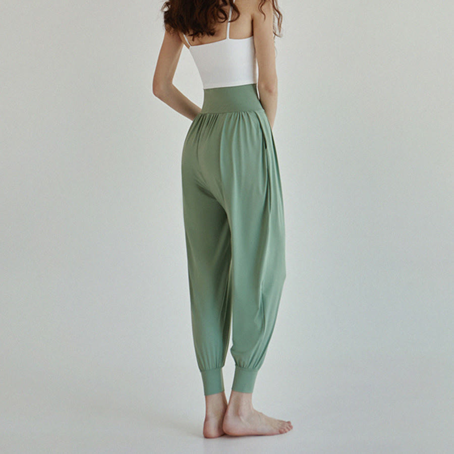 Pantalon de jogging ample plissé à taille ultra haute Olivenorma pour femme, style harem, idéal pour le yoga. - image 28