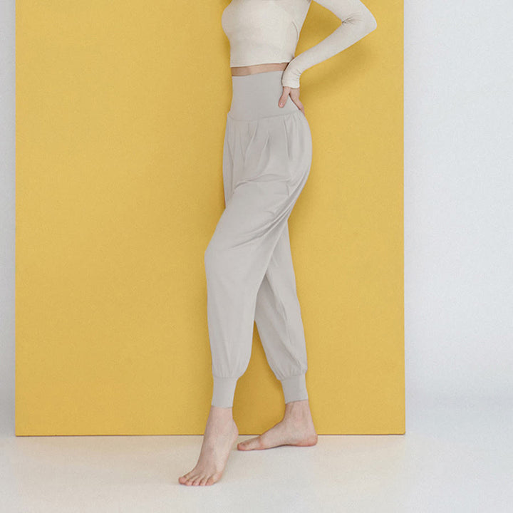 Pantalon de jogging ample plissé à taille ultra haute Olivenorma pour femme, style harem, idéal pour le yoga. - image 5