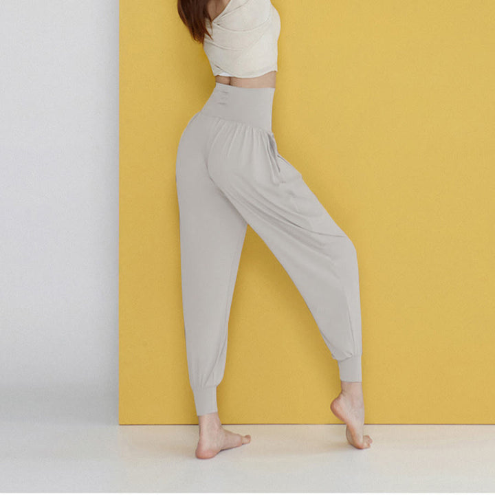 Pantalon de jogging ample plissé à taille ultra haute Olivenorma pour femme, style harem, idéal pour le yoga. - image 3