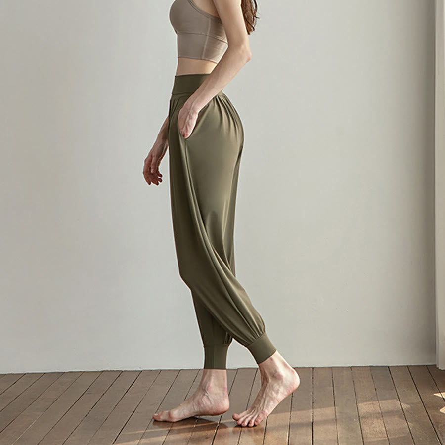 Pantalon de jogging ample plissé à taille ultra haute Olivenorma pour femme, style harem, idéal pour le yoga. - image 21