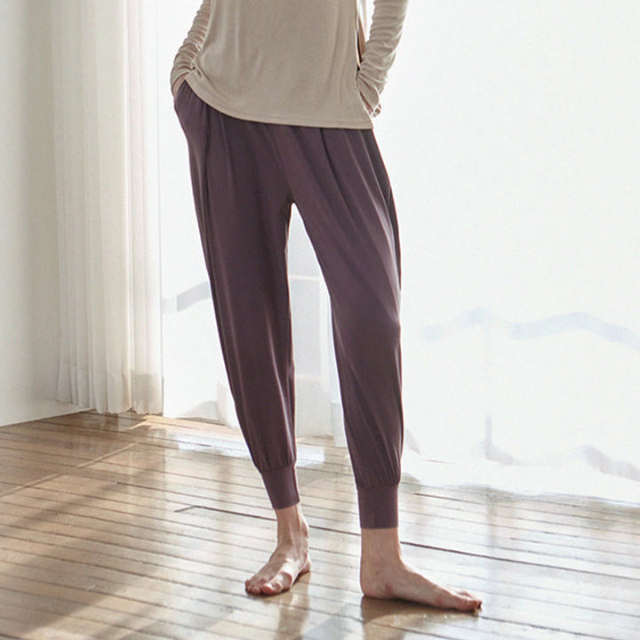 Pantalon de jogging ample plissé à taille ultra haute Olivenorma pour femme, style harem, idéal pour le yoga. - image 9