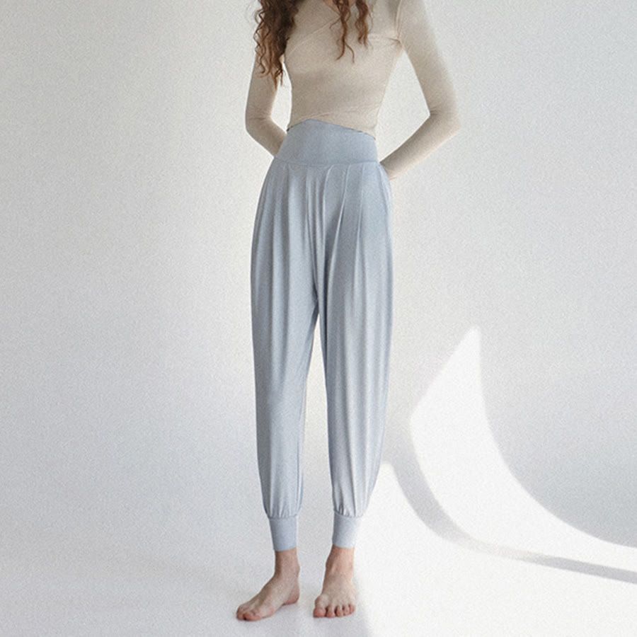 Pantalon de jogging ample plissé à taille ultra haute Olivenorma pour femme, style harem, idéal pour le yoga. - image 12