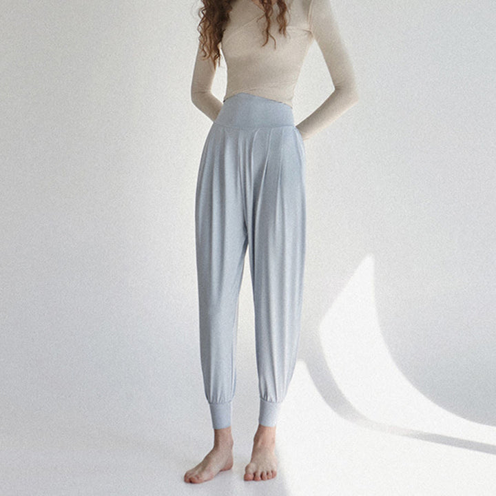 Pantalon de jogging ample plissé à taille ultra haute Olivenorma pour femme, style harem, idéal pour le yoga. - image 12