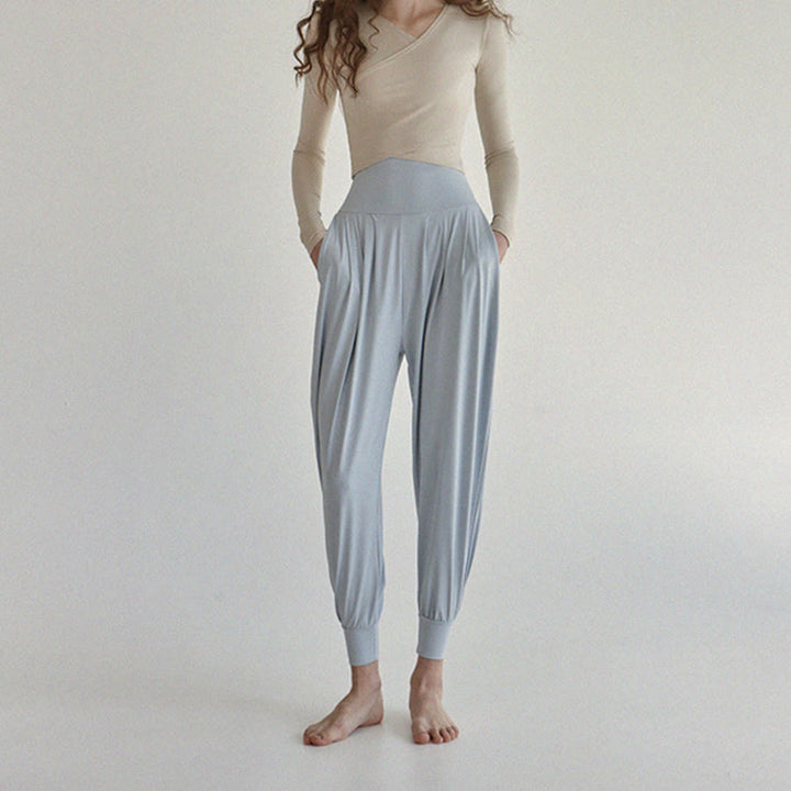Pantalon de jogging ample plissé à taille ultra haute Olivenorma pour femme, style harem, idéal pour le yoga. - image 14