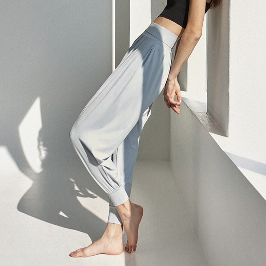 Pantalon de jogging ample plissé à taille ultra haute Olivenorma pour femme, style harem, idéal pour le yoga. - image 16