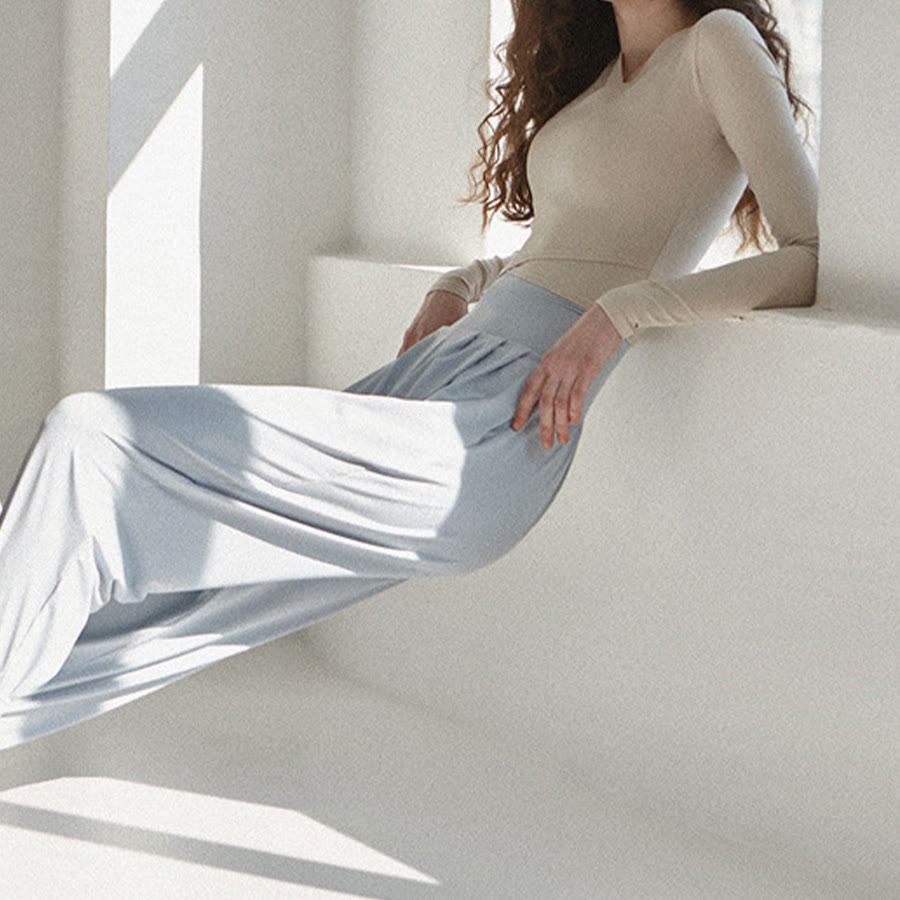 Pantalon de jogging ample plissé à taille ultra haute Olivenorma pour femme, style harem, idéal pour le yoga. - image 13