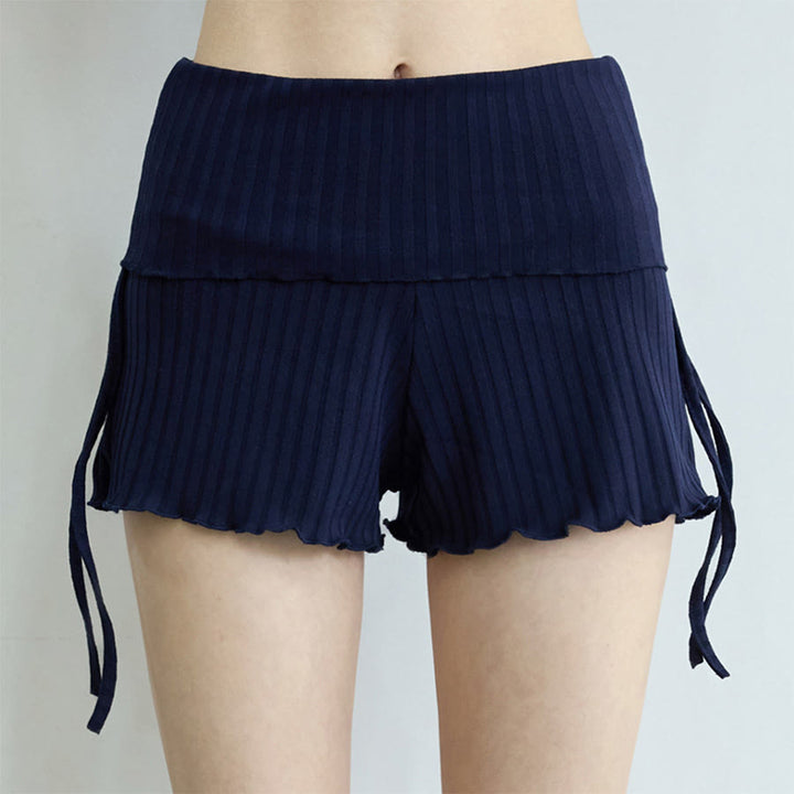 Short de yoga décontracté Olivenorma pour femme, taille repliable et froncée sur le côté, cordon de serrage - Bleu royal - L - image 31