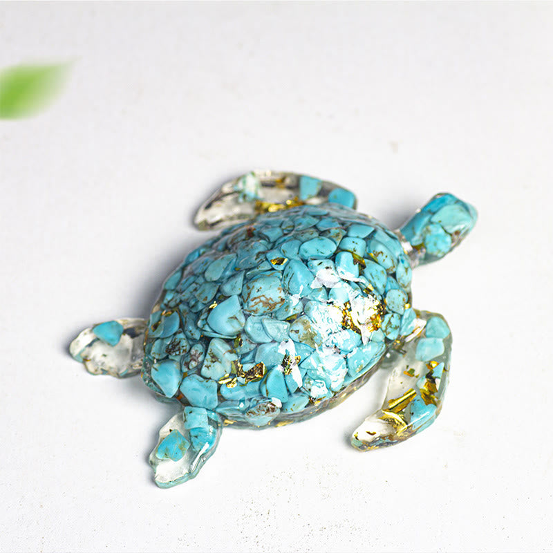 Décoration en pierre précieuse Tortue Olivenorma Calm & Steady Journey - Turquoise - Avec carte - image 3