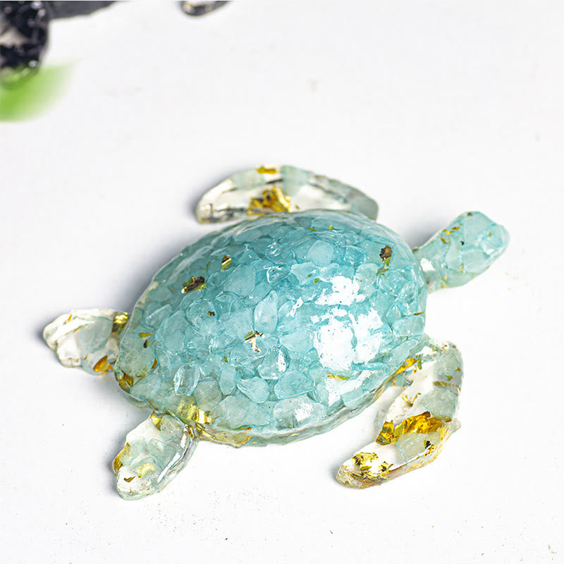 Décoration en pierre précieuse Tortue Olivenorma Calm & Steady Journey - Bleu vert - Avec carte - image 20