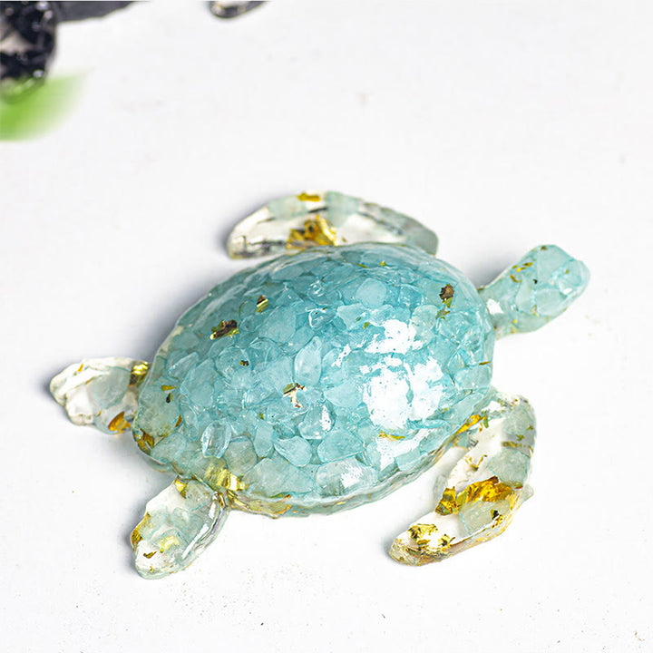 Décoration en pierre précieuse Tortue Olivenorma Calm & Steady Journey - Bleu vert - Avec carte - image 20