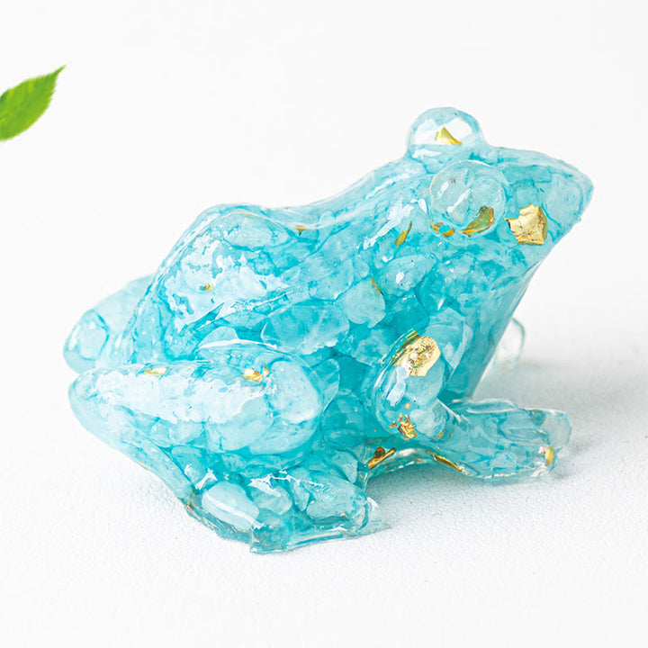 Figurine de grenouille Olivenorma Renewal Leap Gem, décoration en pierre précieuse - Bleu vert - Avec carte - image 30