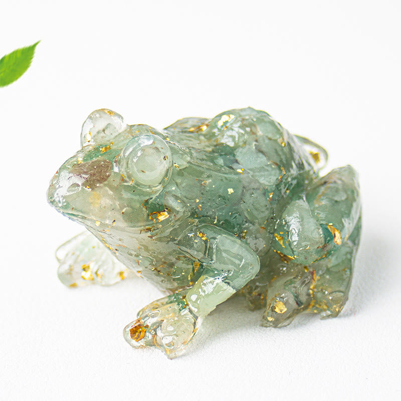 Figurine de grenouille Olivenorma Renewal Leap Gem, décoration en pierre précieuse - Aventurine verte - Avec carte - image 14