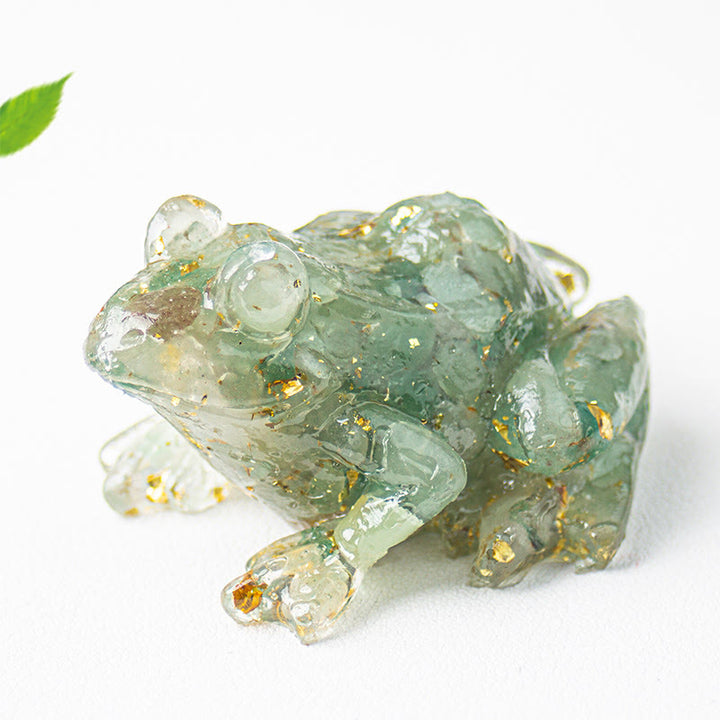 Figurine de grenouille Olivenorma Renewal Leap Gem, décoration en pierre précieuse - Aventurine verte - Avec carte - image 14