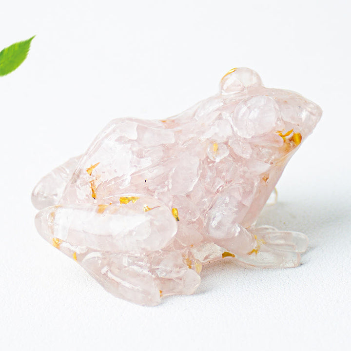 Figurine de grenouille Olivenorma Renewal Leap Gem, décoration en pierre précieuse - Quartz rose - Avec carte - image 22