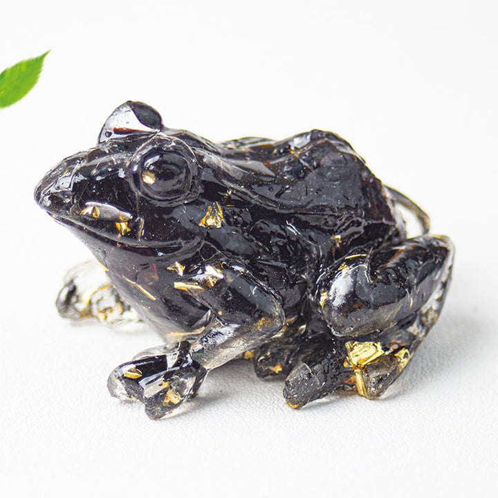 Figurine de grenouille Olivenorma Renewal Leap Gem, décoration en pierre précieuse - Obsidienne - Avec carte - image 12
