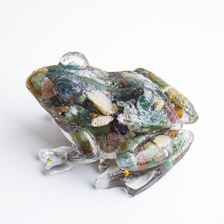 Figurine de grenouille Olivenorma Renewal Leap Gem, décoration en pierre précieuse - Jaspe océanique - Avec carte - image 35