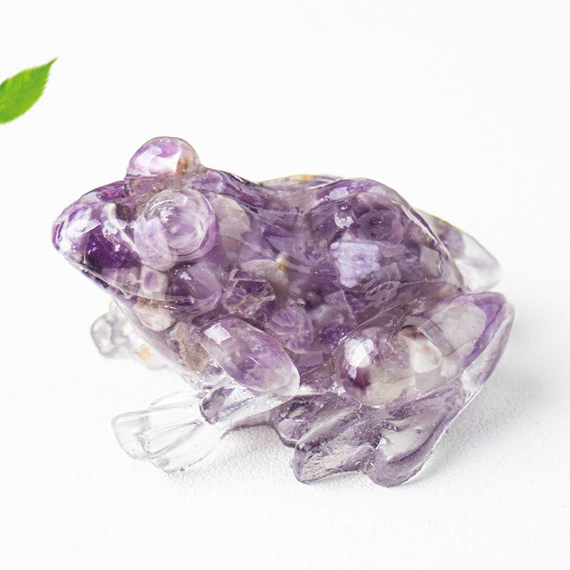 Figurine de grenouille Olivenorma Renewal Leap Gem, décoration en pierre précieuse - Agate violette - Avec carte - image 37