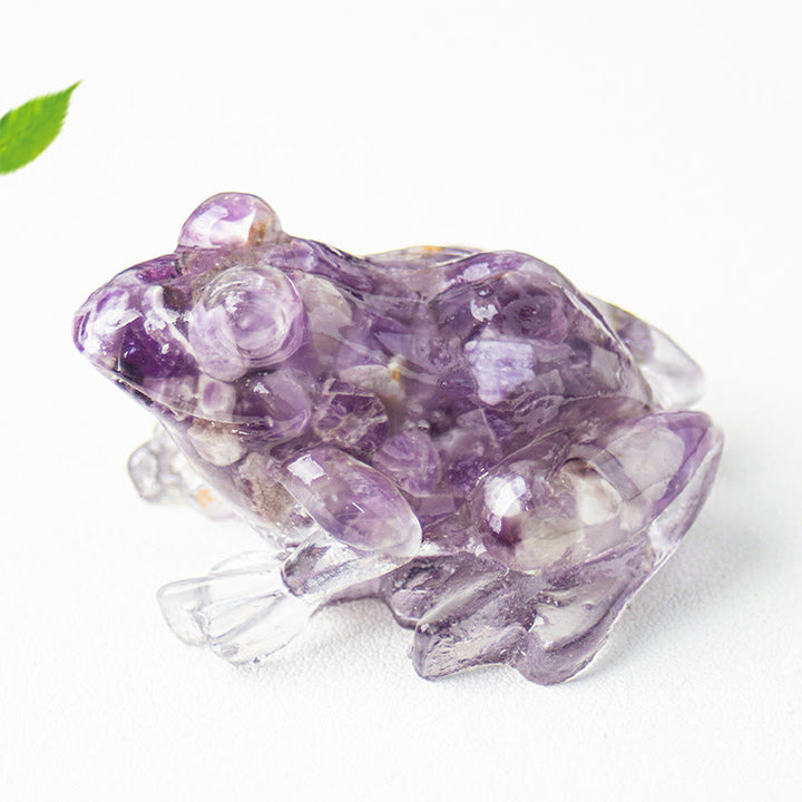 Figurine de grenouille Olivenorma Renewal Leap Gem, décoration en pierre précieuse - Agate violette - Avec carte - image 37