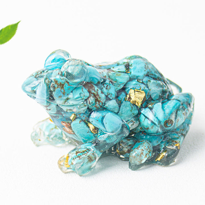 Figurine de grenouille Olivenorma Renewal Leap Gem, décoration en pierre précieuse - Turquoise - Avec carte - image 18