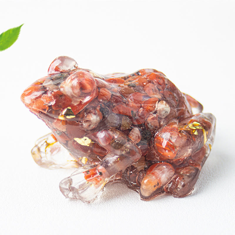 Figurine de grenouille Olivenorma Renewal Leap Gem, décoration en pierre précieuse - Agate rouge - Avec carte - image 8