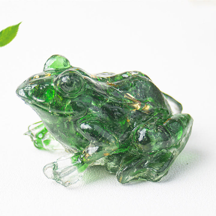 Figurine de grenouille Olivenorma Renewal Leap Gem, décoration en pierre précieuse - perle de verre verte - Avec carte - image 2