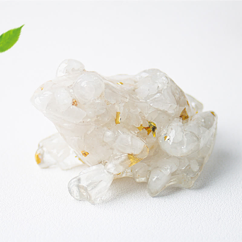 Figurine de grenouille Olivenorma Renewal Leap Gem, décoration en pierre précieuse - Quartz clair - Avec carte - image 10