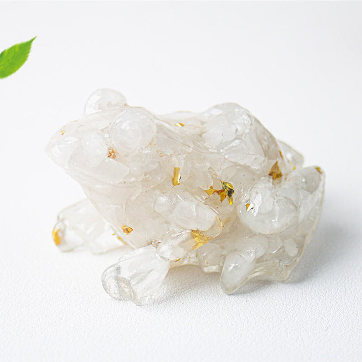 Figurine de grenouille Olivenorma Renewal Leap Gem, décoration en pierre précieuse - Quartz clair - Avec carte - image 10