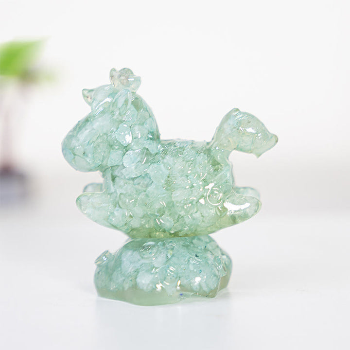 Décoration en pierre précieuse Licorne Esprit Rêve et Merveille Olivenorma - Bleu vert - Style rotatif - Avec carte - image 31