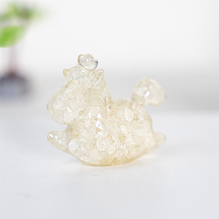 Décoration en pierre précieuse Licorne Esprit Rêve et Merveille Olivenorma - Quartz clair - Style non rotatif - Avec carte - image 23