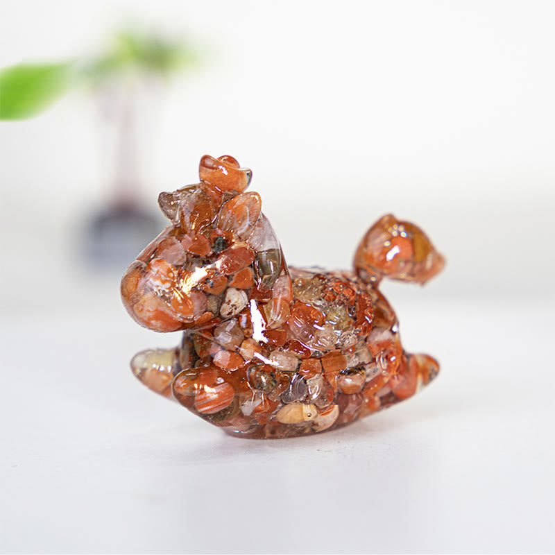 Décoration en pierre précieuse Licorne Esprit Rêve et Merveille Olivenorma - Agate rouge - Style non rotatif - Avec carte - image 15