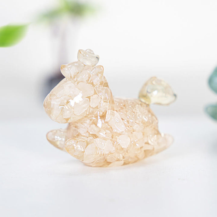 Décoration en pierre précieuse Licorne Esprit Rêve et Merveille Olivenorma - Quartz rose - Style non rotatif - Avec carte - image 11