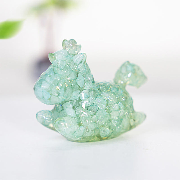 Décoration en pierre précieuse Licorne Esprit Rêve et Merveille Olivenorma - Bleu vert - Style non rotatif - Avec carte - image 19