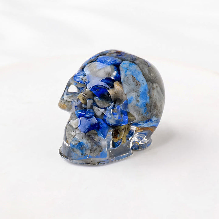 Figurine de crâne Olivenorma Force intérieure, décoration en pierre précieuse  - Lapis lazuli - Avec carte - image 17