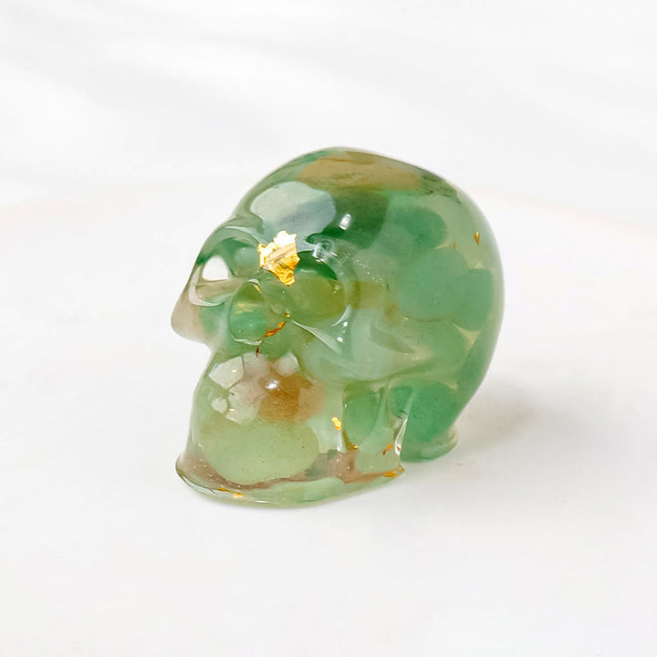 Figurine de crâne Olivenorma Force intérieure, décoration en pierre précieuse  - Aventurine verte - Avec carte - image 11