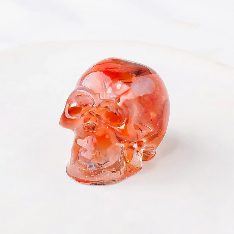 Figurine de crâne Olivenorma Force intérieure, décoration en pierre précieuse  - Agate rouge - Avec carte - image 9