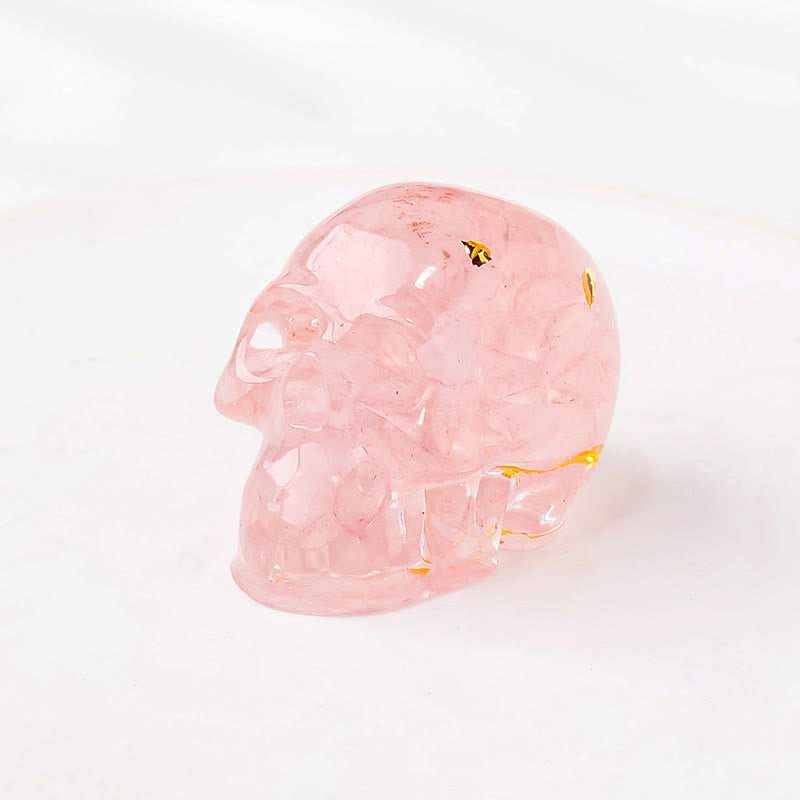 Figurine de crâne Olivenorma Force intérieure, décoration en pierre précieuse  - Quartz rose - Avec carte - image 13