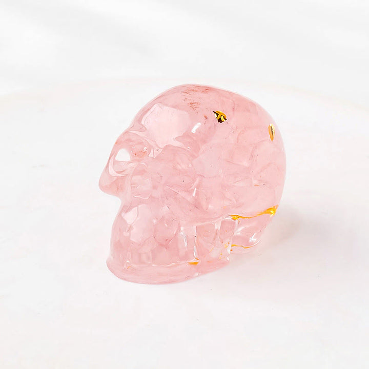 Figurine de crâne Olivenorma Force intérieure, décoration en pierre précieuse  - Quartz rose - Avec carte - image 13