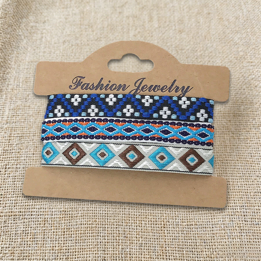 Bracelet tressé ethnique bohème multicolore Olivenorma Premium Thread fait main - Diamant bleu - image 0