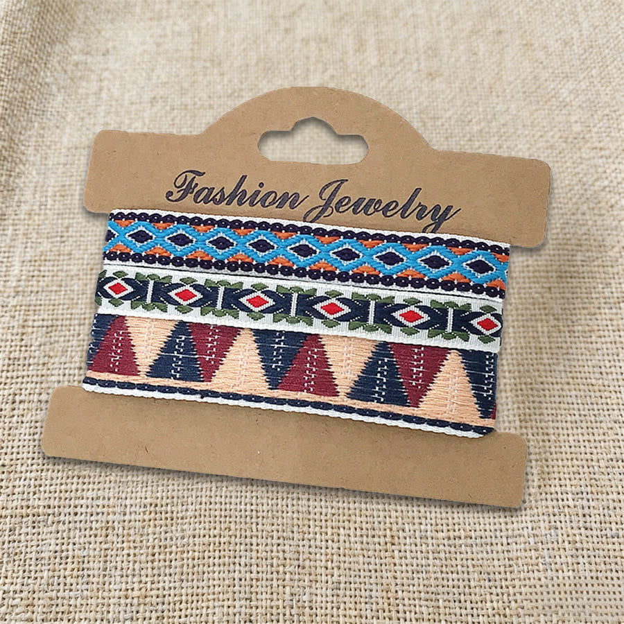 Bracelet tressé ethnique bohème multicolore Olivenorma Premium Thread fait main - Triangle bleu - image 21