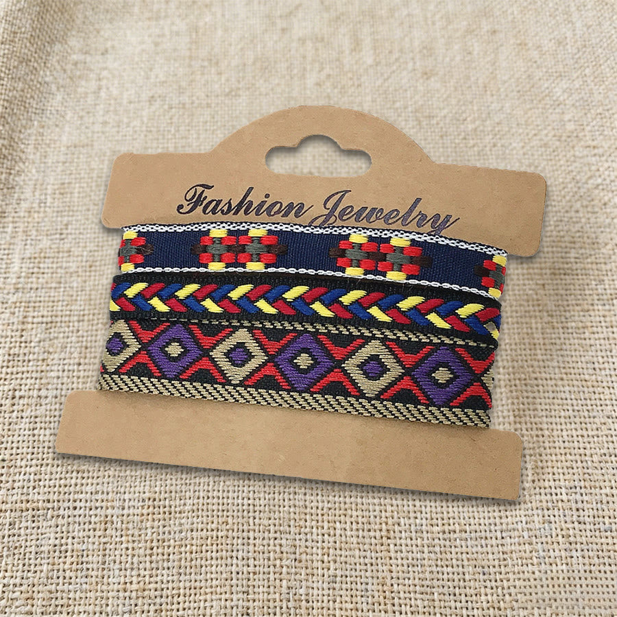 Bracelet tressé ethnique bohème multicolore Olivenorma Premium Thread fait main - Marine aztèque - image 7