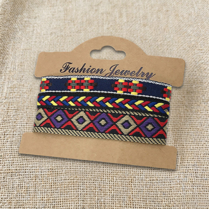 Bracelet tressé ethnique bohème multicolore Olivenorma Premium Thread fait main - Marine aztèque - image 7