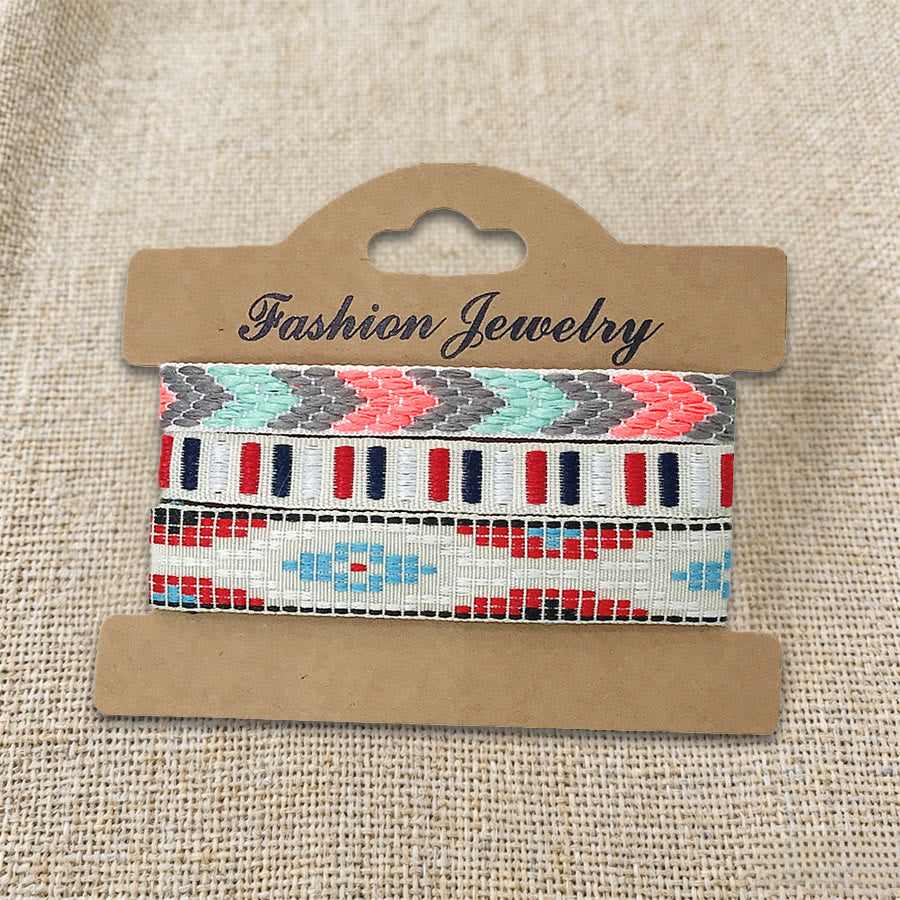 Bracelet tressé ethnique bohème multicolore Olivenorma Premium Thread fait main - Rouge et bleu - image 17