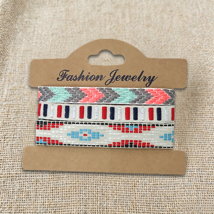 Bracelet tressé ethnique bohème multicolore Olivenorma Premium Thread fait main - Rouge et bleu - image 17