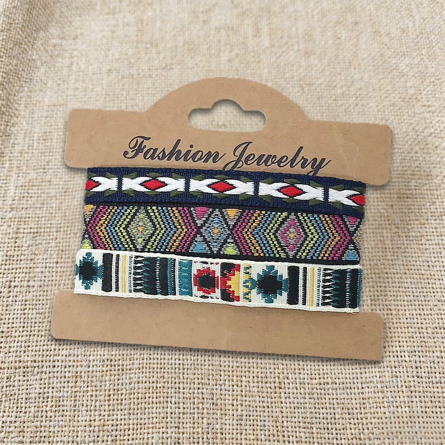 Bracelet tressé ethnique bohème multicolore Olivenorma Premium Thread fait main - Noir multicolore - image 2