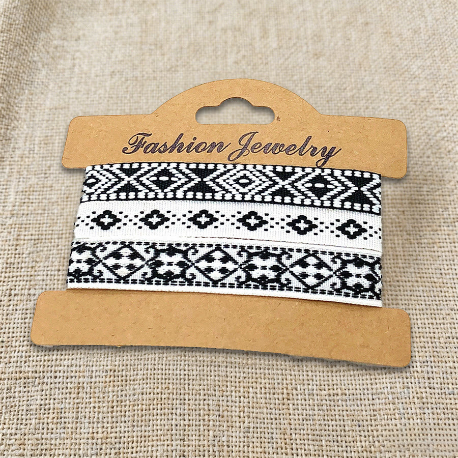 Bracelet tressé ethnique bohème multicolore Olivenorma Premium Thread fait main - Bohème noir et blanc - image 30