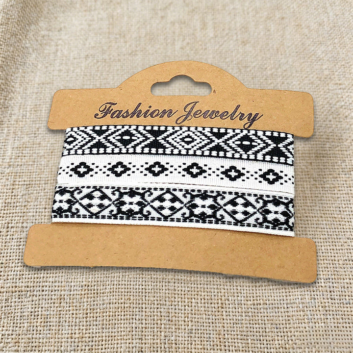 Bracelet tressé ethnique bohème multicolore Olivenorma Premium Thread fait main - Bohème noir et blanc - image 30