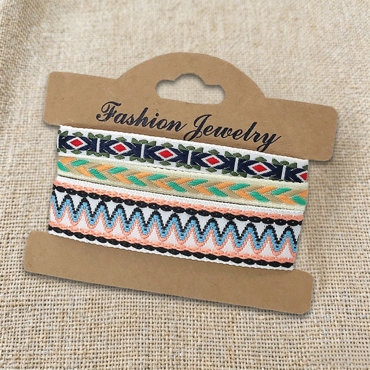 Bracelet tressé ethnique bohème multicolore Olivenorma Premium Thread fait main - Chevron neutre - image 14