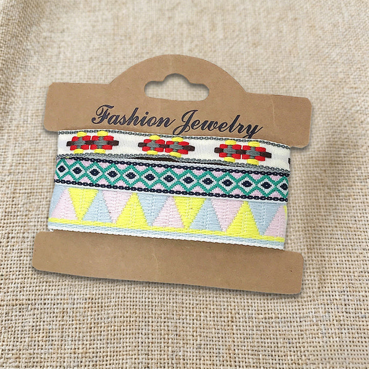 Bracelet tressé ethnique bohème multicolore Olivenorma Premium Thread fait main - Triangle pastel - image 11