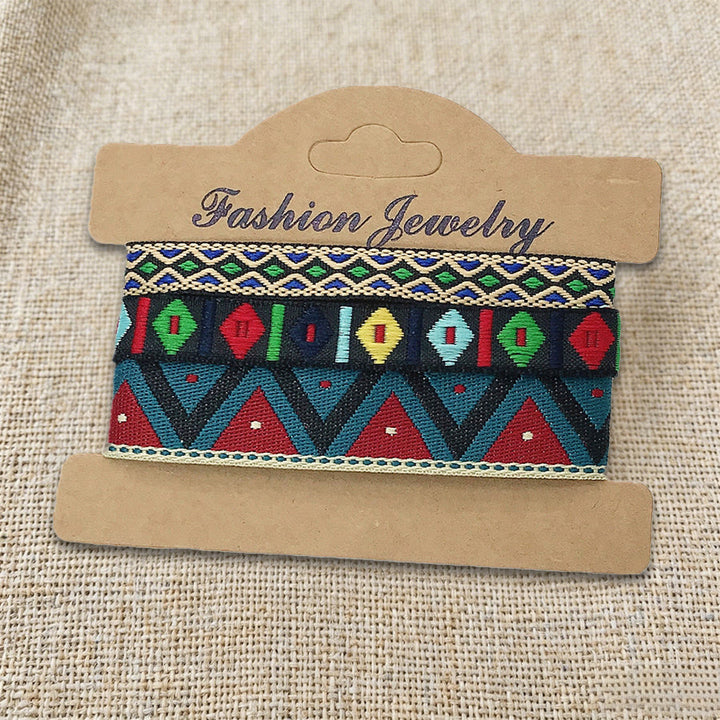 Bracelet tressé ethnique bohème multicolore Olivenorma Premium Thread fait main - Tribal rouge - image 3